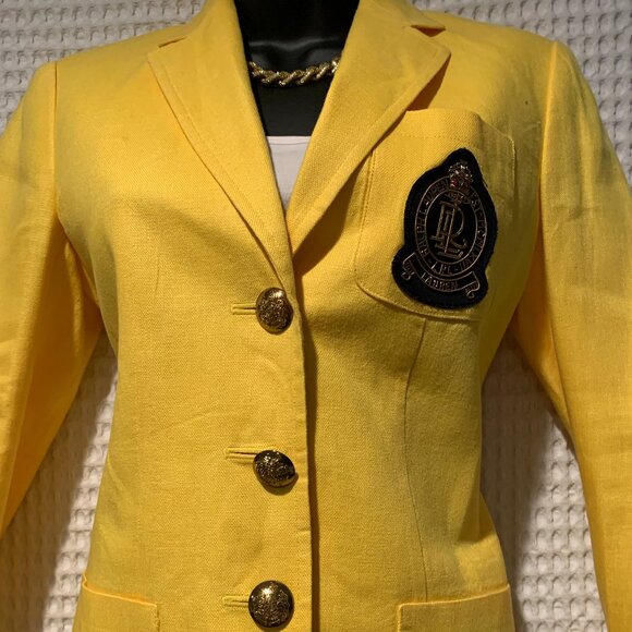NEW Ralph Lauren Canary Yellow Linen Blazer - Picture 2 of 14